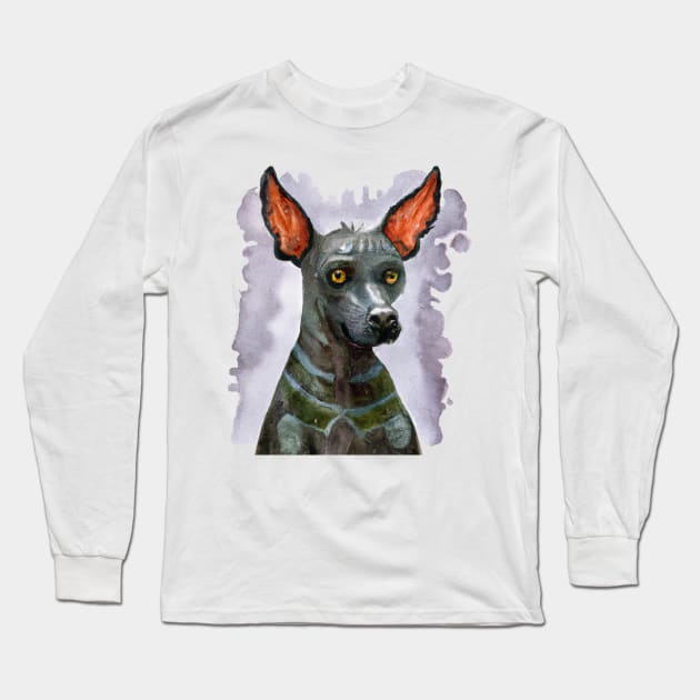 Xoloitzcuintli Watercolor - Dog Lovers Long Sleeve T-Shirt by Edd Paint Something